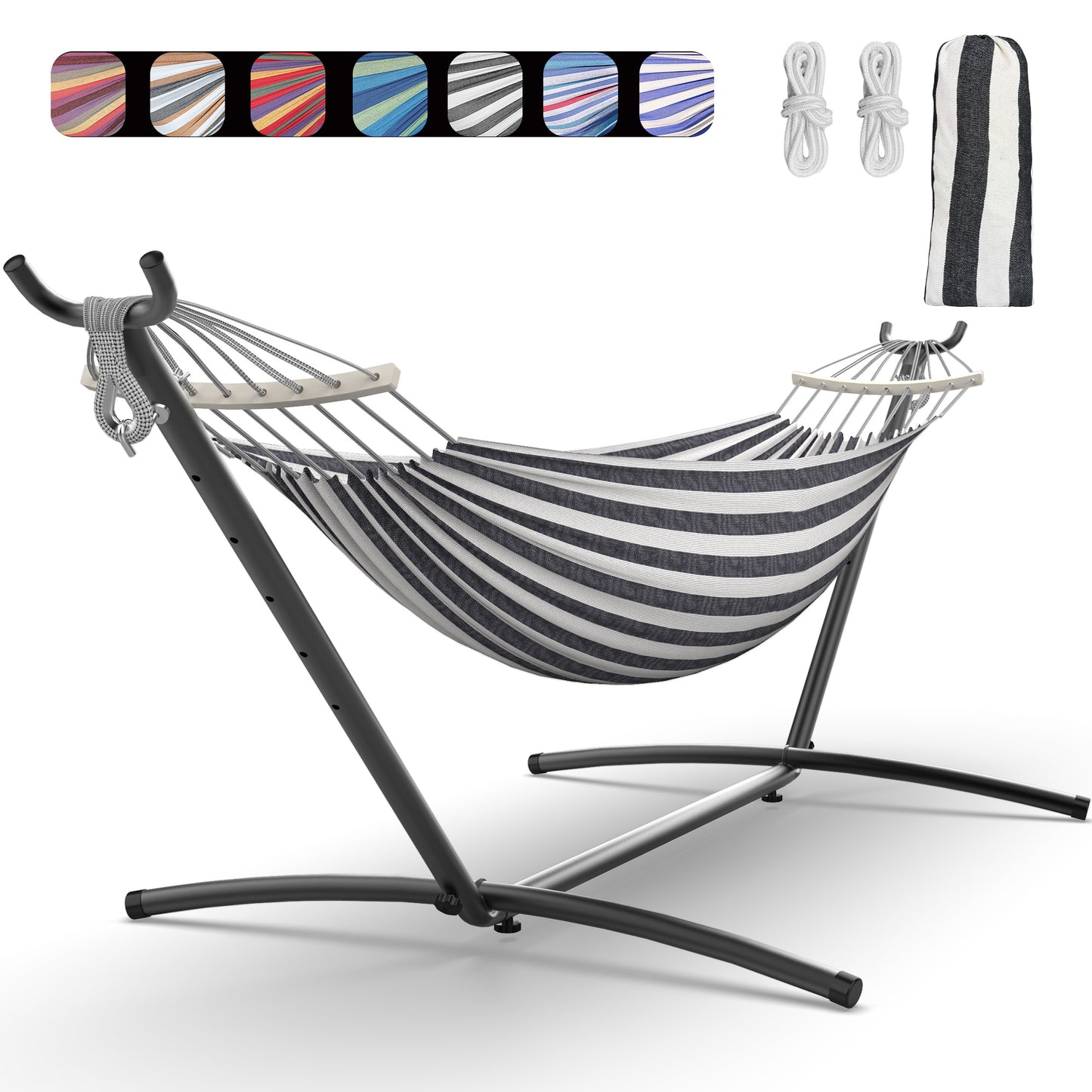 EveryFun Double Hammock with Heavy-Duty Steel Stand,Portable,Easy Assembly,600lbs Weight Capacity