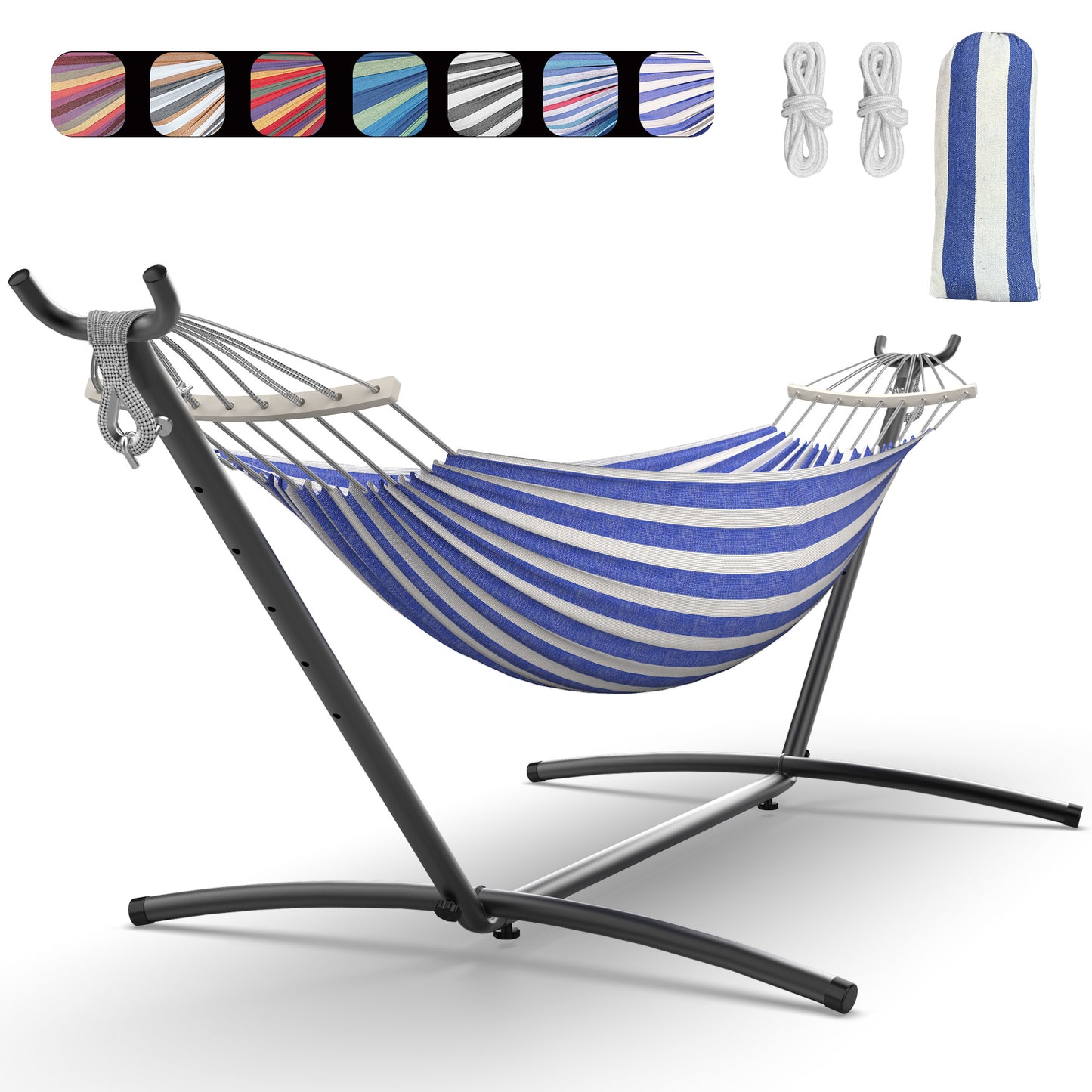 EveryFun Double Hammock with Heavy-Duty Steel Stand,Portable,Easy Assembly,600lbs Weight Capacity