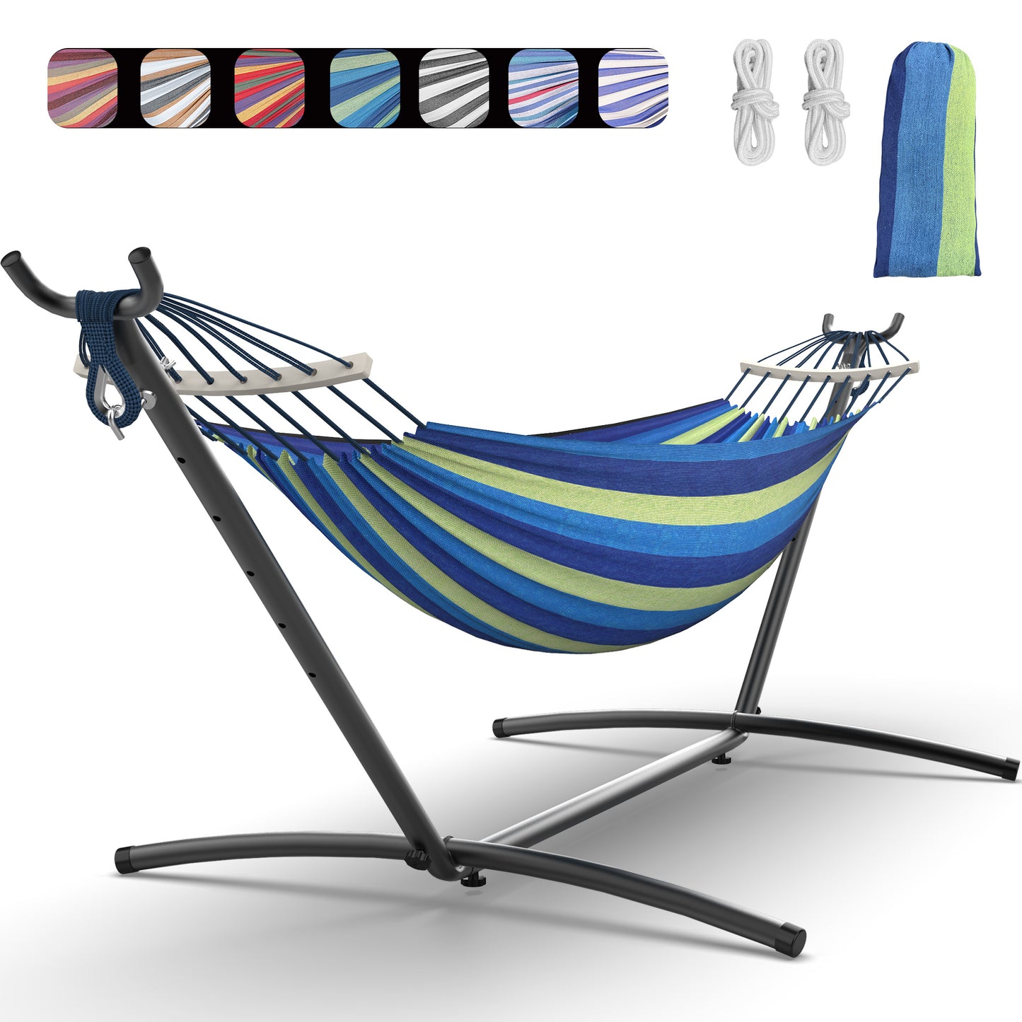 EveryFun Double Hammock with Heavy-Duty Steel Stand,Portable,Easy Assembly,600lbs Weight Capacity