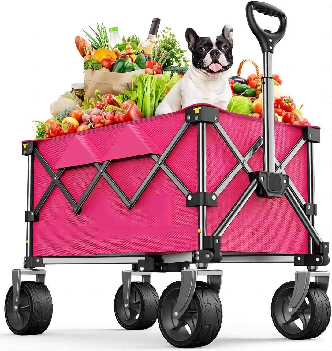 MASTGOAL 150L Collapsible Wagon, Beach Wagon 220lbs with Big Wheels Foldable Wagon Carts