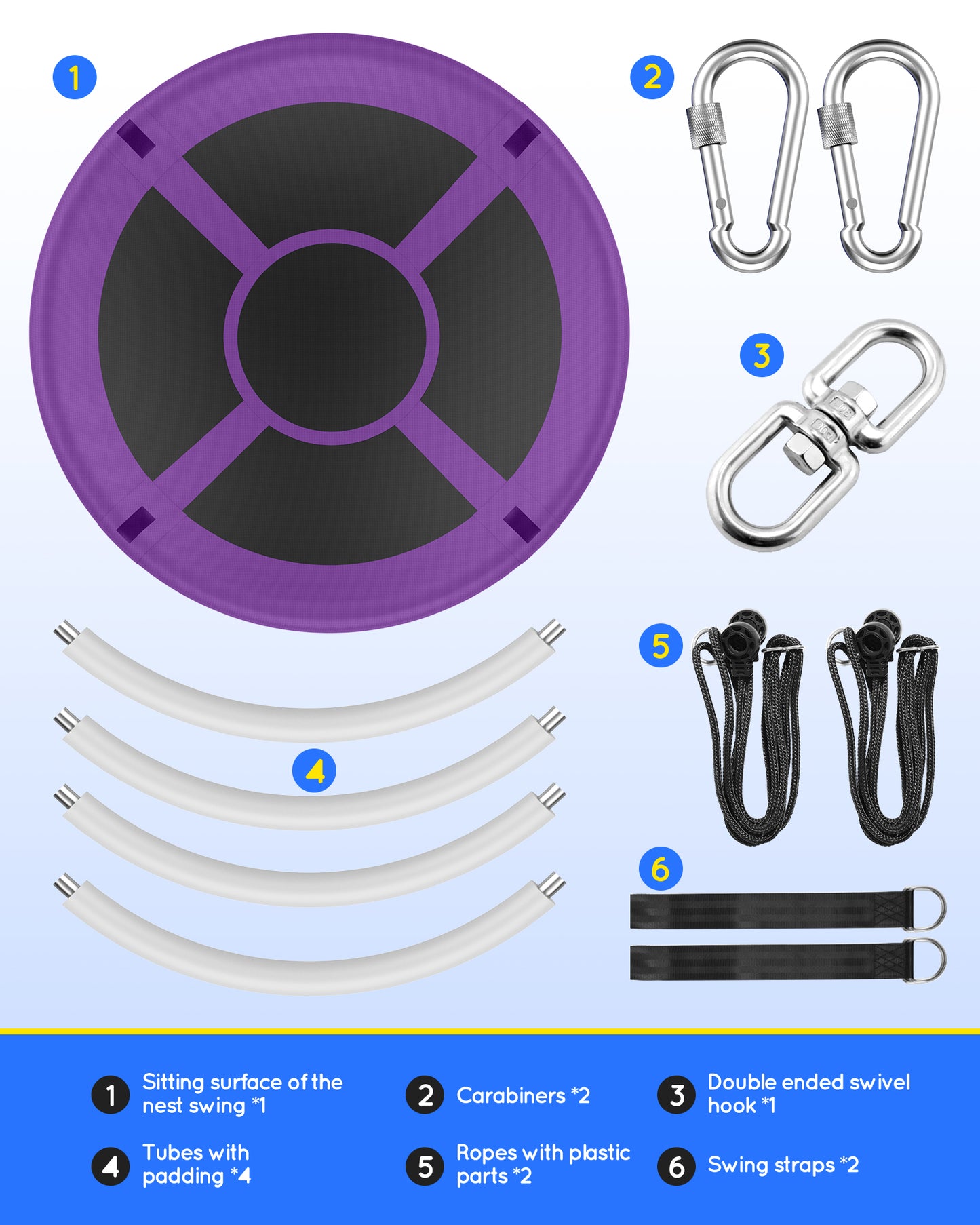 Everyfun 43" Saucer Tree Swing for Kids Adult, Purple