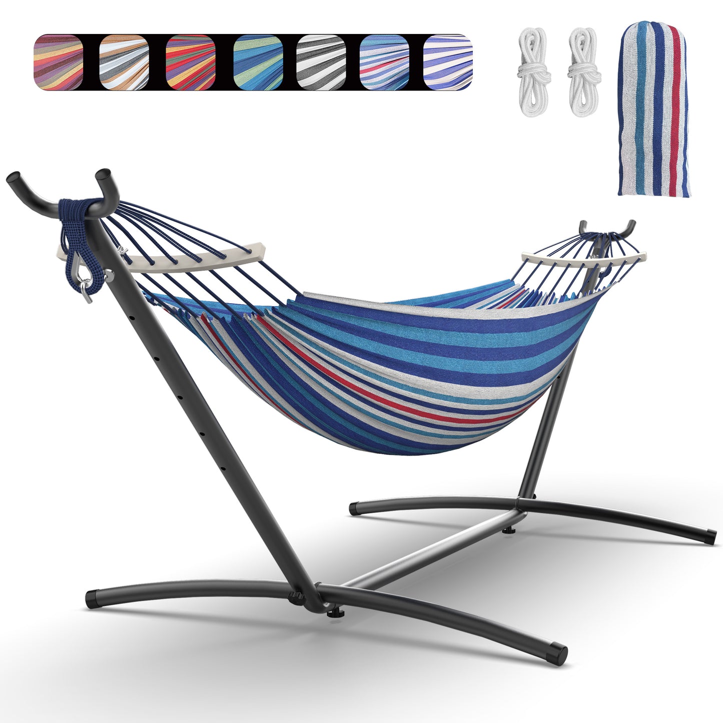 EveryFun Double Hammock with Heavy-Duty Steel Stand,Portable,Easy Assembly,600lbs Weight Capacity