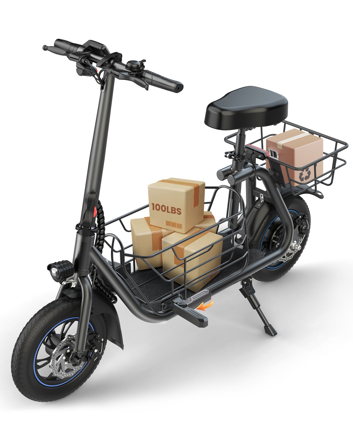Everyfun C1S 550W Electric Scooter with Removeable Front And Back Basket