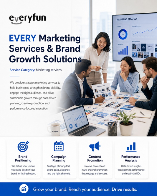 EVERYFUN Marketing Services – Integrated Brand Strategy, Content Creation, Digital Advertising, Social Media Promotion & Performance Growth Solutions