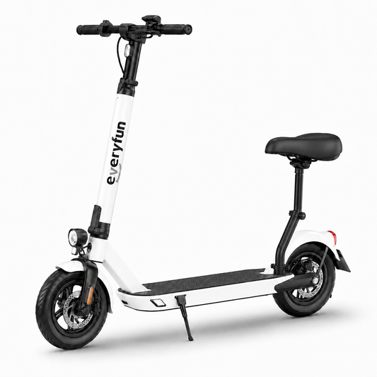 EVERYFUN Motor Scooters, Foldable Electric Scooter with 48V 13.5Ah Battery, Up to 25 Miles Range, 15.5 MPH Top Speed, LCD Display and UL2272 Certification, White