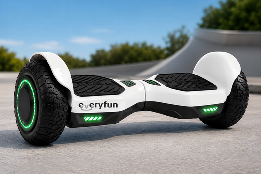 EVERYFUN Electric Vehicles, Namely, Electric Self-Balancing Scooters with 8.5 Inch All-Terrain Tires, LED Lights and Non-Slip Footpads, Two-Wheel Hoverboard for Outdoor Riding, White