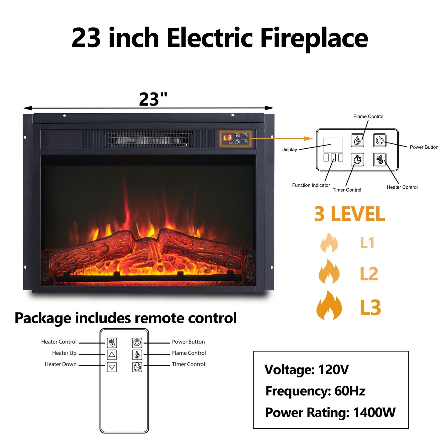 Athletgo 45" Flip Top Electric Fireplace with Mantel, Electric Fireplace Heater, TV Stand with Freestanding Electric Fireplace, Remote Control, Adjustable Flame Level for Living Room